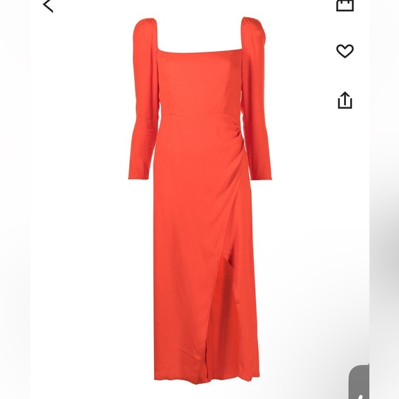 Reformation Hilda Square Neck Long Sleeve Midi Dress Size 4 Orange - Picture 2 of 4